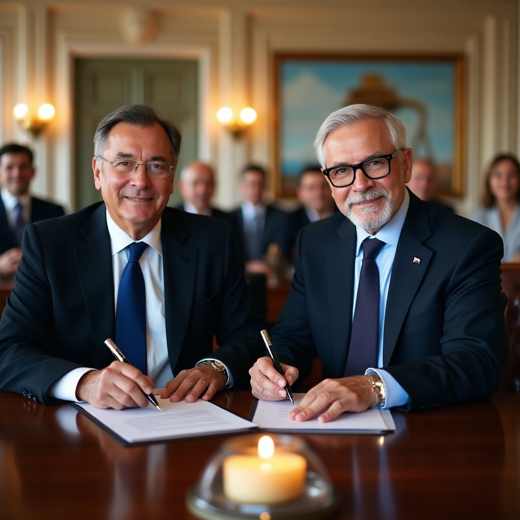 Ceremonia de firma con inversores